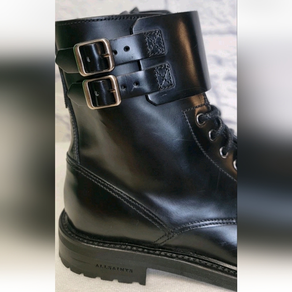 All Saints Women's Brigade All Leather Black Combat Boots Size 6 NWOT - Picture 4 of 13
